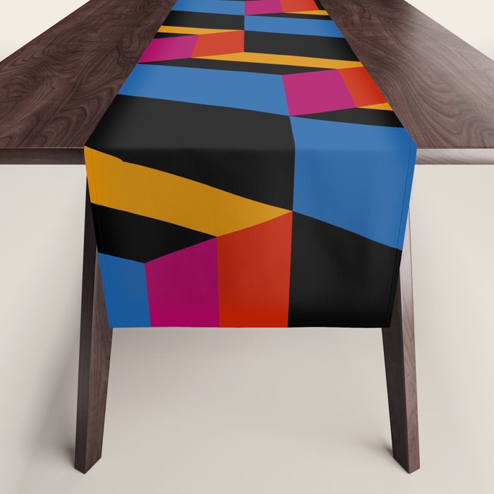 Cuboid Geometric Abstract Shapes Pattern XXII Table Runner Gallery Image 1
