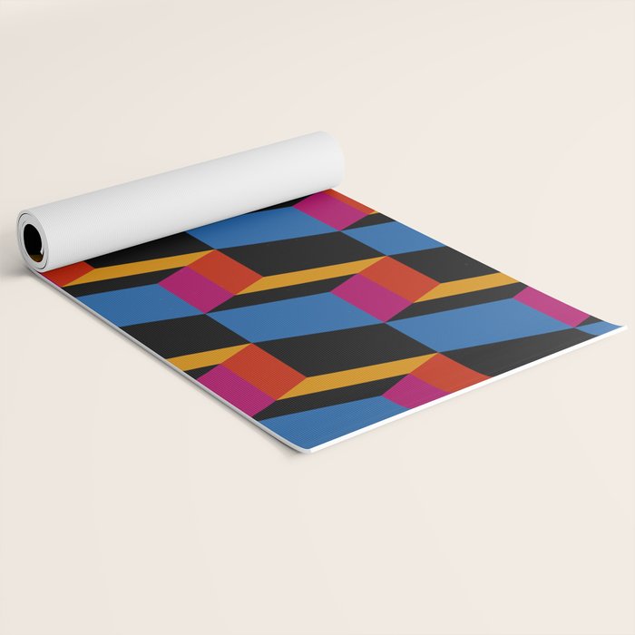 Cuboid Geometric Abstract Shapes Pattern XXII Yoga Mat Gallery Image 2