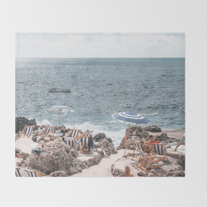 La Fontelina Beach Club, Capri Italy Throw Blanket Gallery Image 2