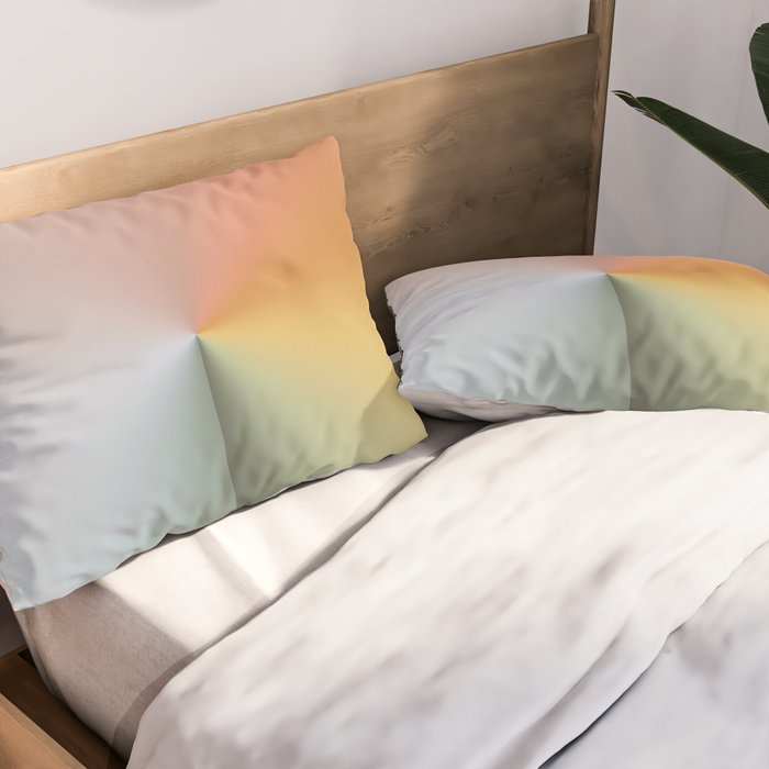Line Gradient / Xanadu & Grey Asparagus Pillow Sham Gallery Image 2