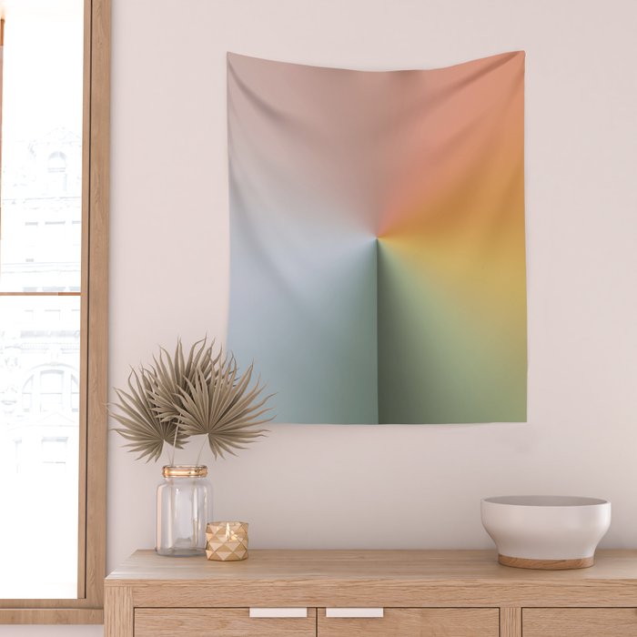 Line Gradient / Xanadu & Grey Asparagus Wall Tapestry Gallery Image 2