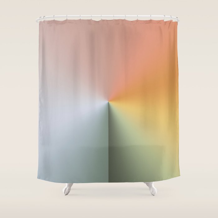 Line Gradient / Xanadu & Grey Asparagus Shower Curtain Gallery Image 1