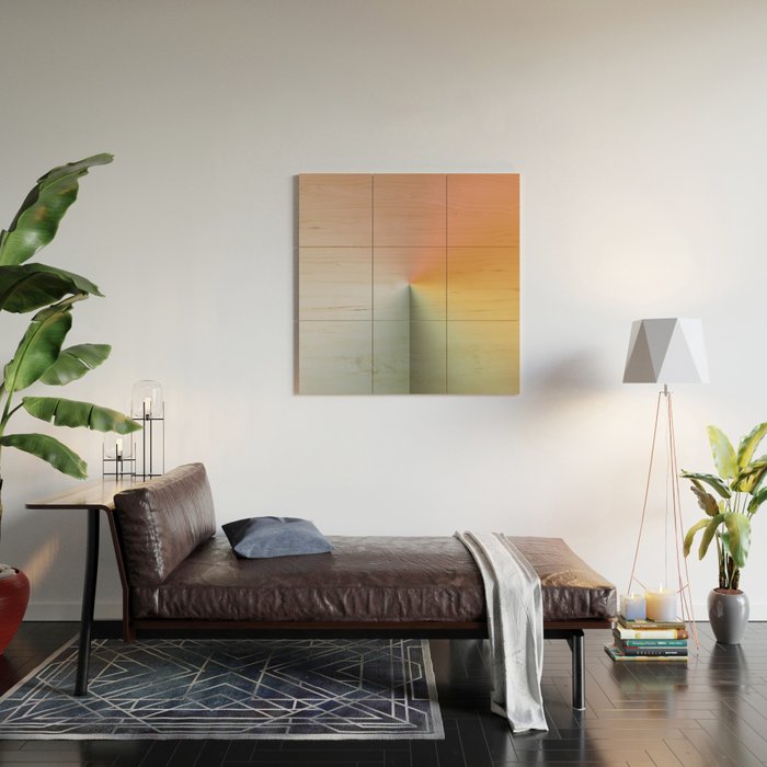 Line Gradient / Xanadu & Grey Asparagus Wood Wall Art Gallery Image 2