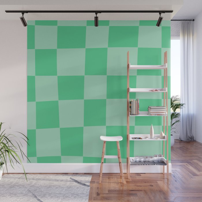 Watermelon Green Checkerboard  Wall Mural Gallery Image 1