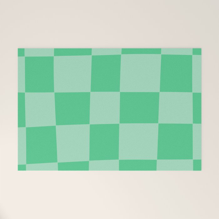 Watermelon Green Checkerboard  Welcome Mat Gallery Image 1