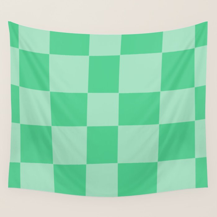 Watermelon Green Checkerboard  Wall Tapestry Gallery Image 1