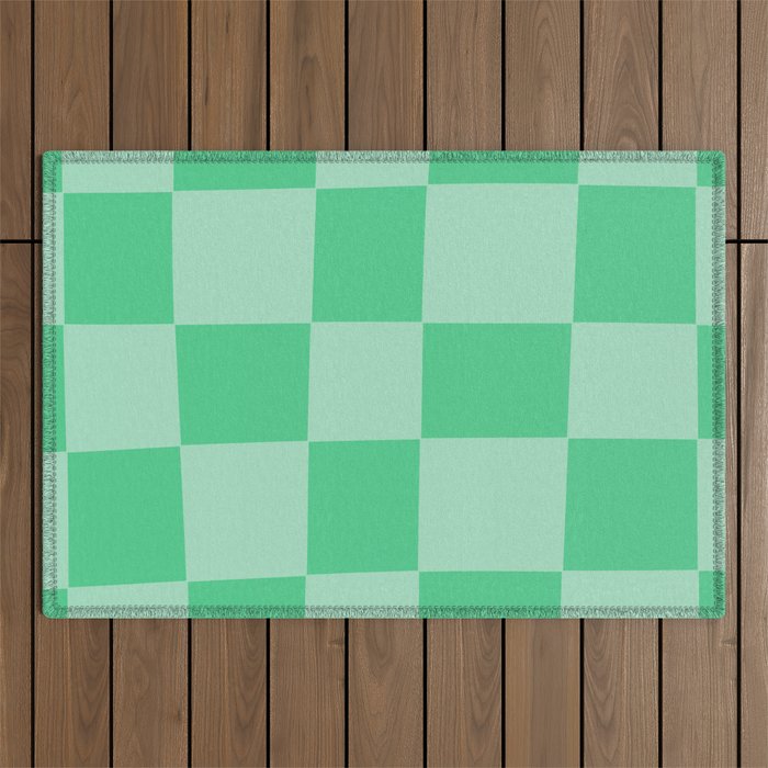 Watermelon Green Checkerboard  Outdoor Rug Gallery Image 1