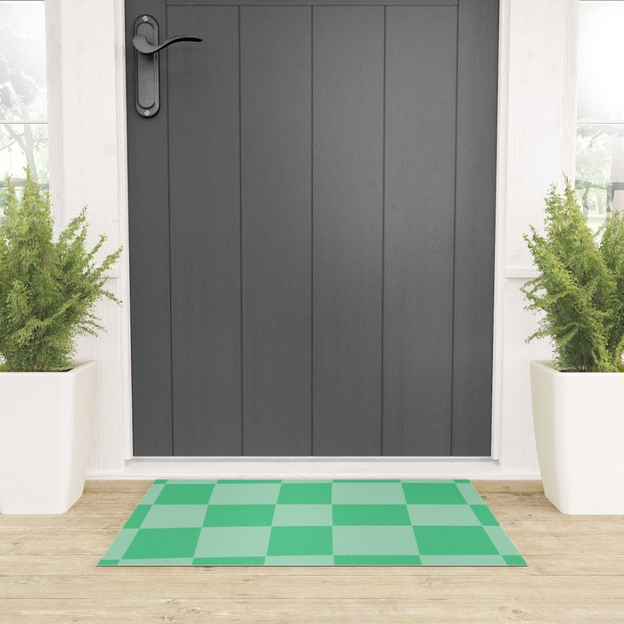 Watermelon Green Checkerboard  Welcome Mat Gallery Image 3