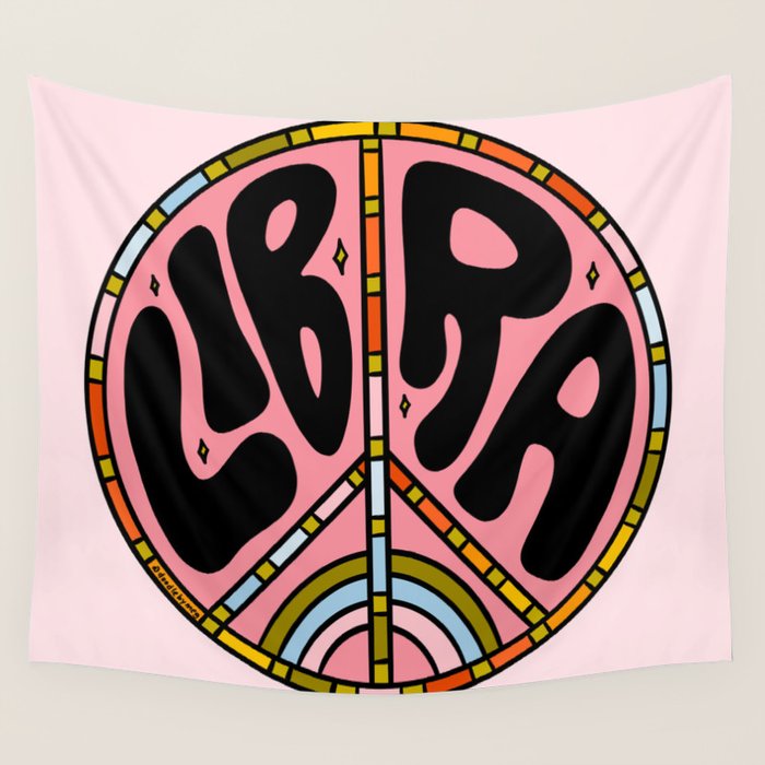 Libra Peace Sign Wall Tapestry Gallery Image 4