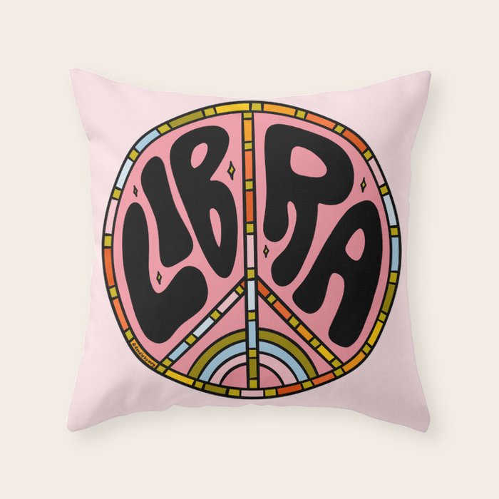 Libra Peace Sign Throw Pillow Gallery Image 1