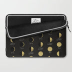 The Lunar Cycle â¢ Phases of the Moon - Black & Gold Palette Laptop Sleeve Gallery Image 2
