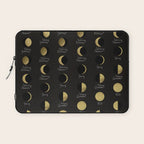 The Lunar Cycle â¢ Phases of the Moon - Black & Gold Palette Laptop Sleeve Gallery Image 1