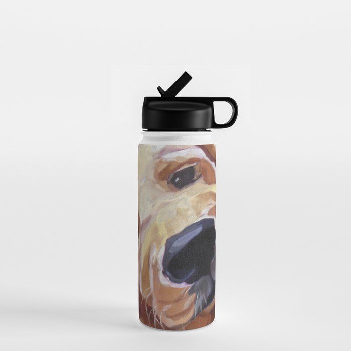 Golden Retriever Puppy Original Oil Painting Water Bottle Gallery Image 1
