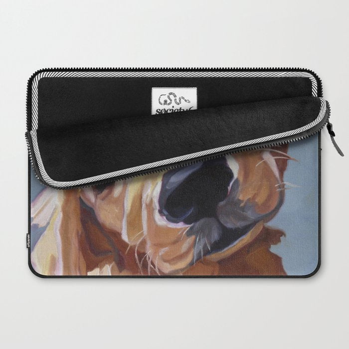 Golden Retriever Puppy Original Oil Painting Laptop Sleeve Gallery Image 2
