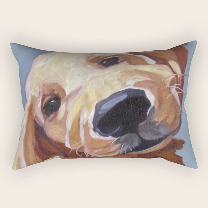 Golden Retriever Puppy Original Oil Painting Rectangular Pillow Gallery Image 2