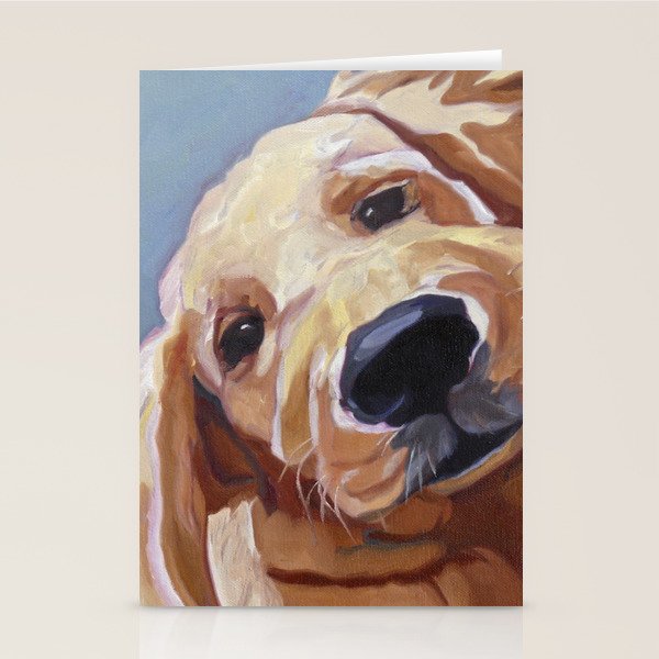 Golden Retriever Puppy Original Oil Painting Stationery Card Gallery Image 1
