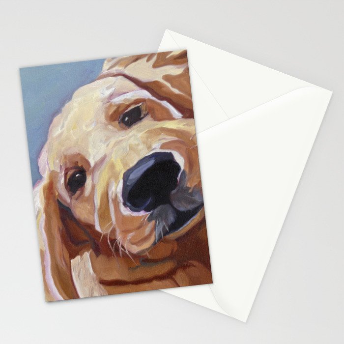 Golden Retriever Puppy Original Oil Painting Stationery Card Gallery Image 2