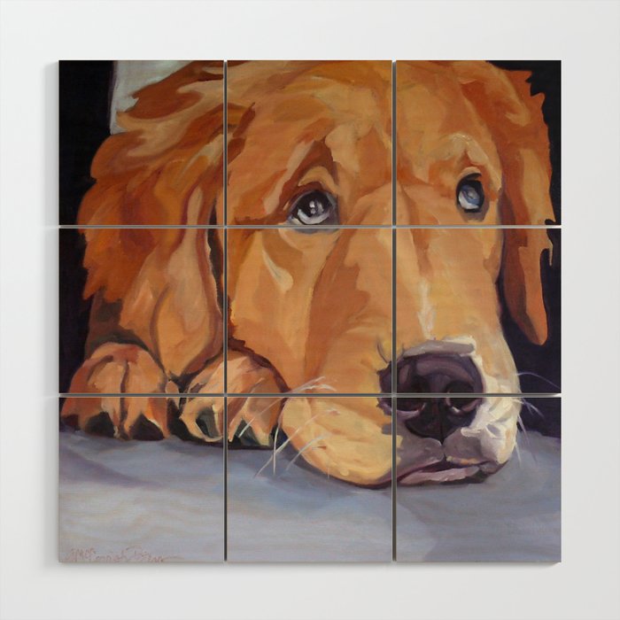 Golden Retriever Dog Portrait Wood Wall Art Gallery Image 1