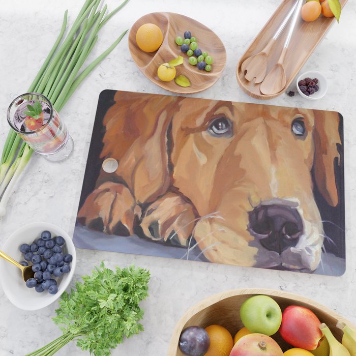 Golden Retriever Dog Portrait Cutting Board Gallery Image 2