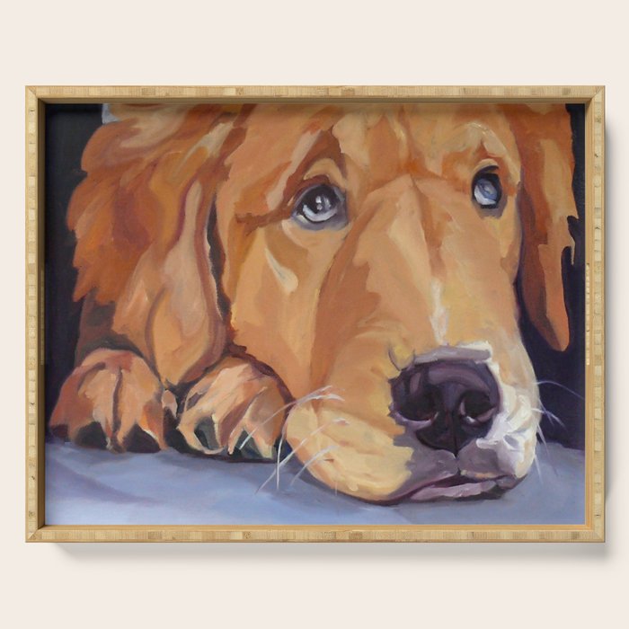 Golden Retriever Dog Portrait Serving Tray Gallery Image 1