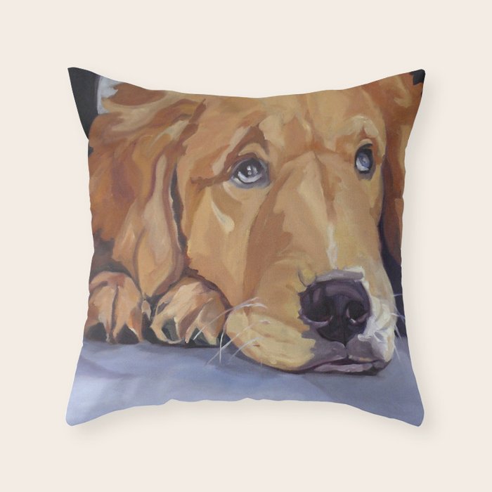 Golden Retriever Dog Portrait Throw Pillow Gallery Image 6