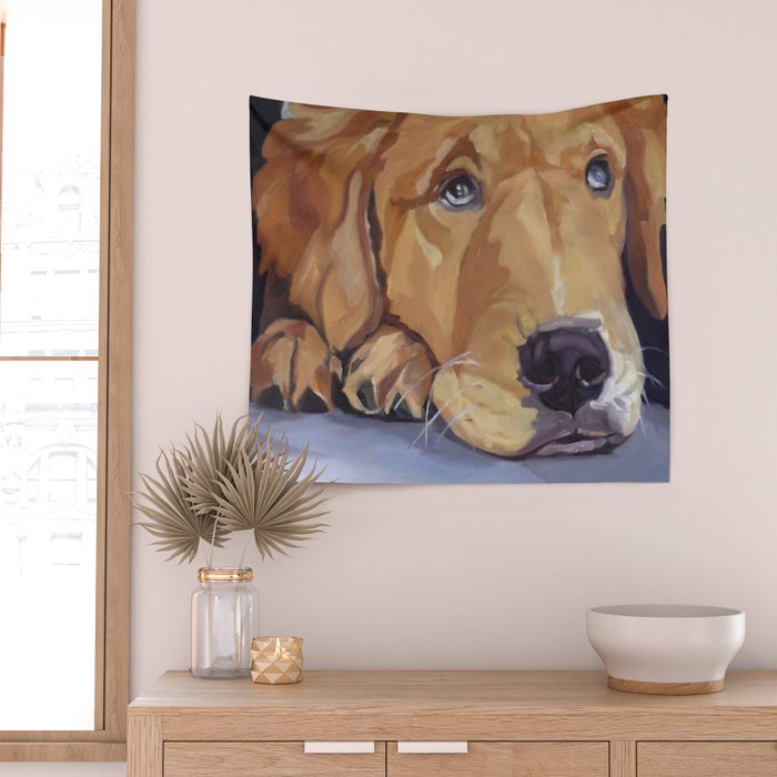 Golden Retriever Dog Portrait Wall Tapestry Gallery Image 2