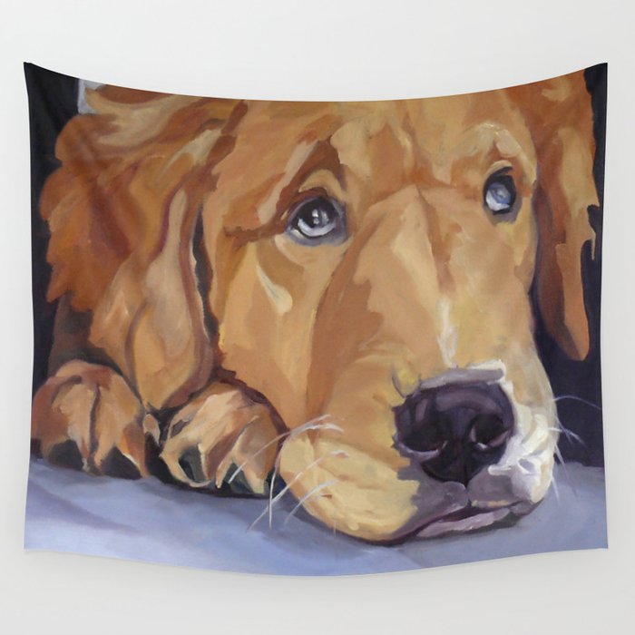 Golden Retriever Dog Portrait Wall Tapestry Gallery Image 4
