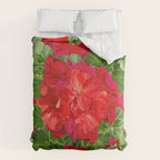 Decorative Red Flower Geraniums Green Leaves Abstract Comforter Gallery Image 6