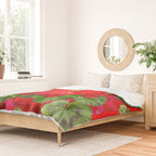 Decorative Red Flower Geraniums Green Leaves Abstract Duvet Cover Gallery Image 2