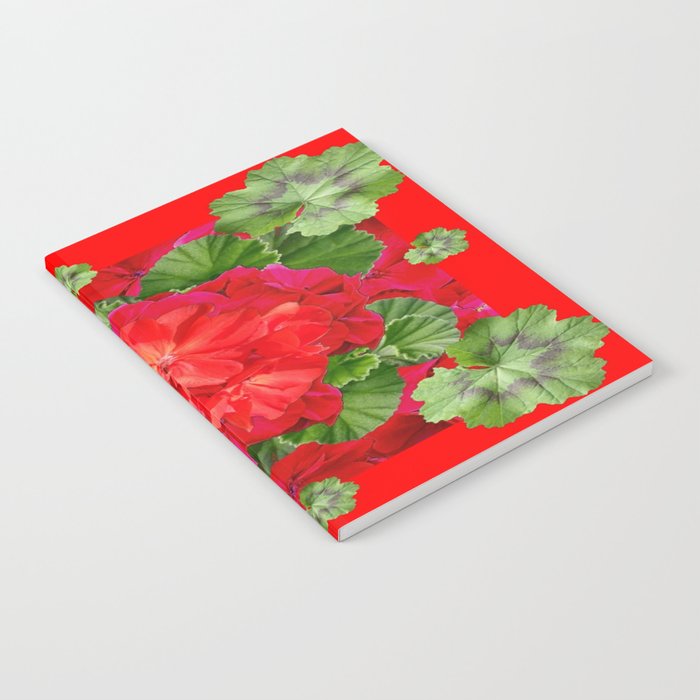 Decorative Red Flower Geraniums Green Leaves Abstract Notebook Gallery Image 2