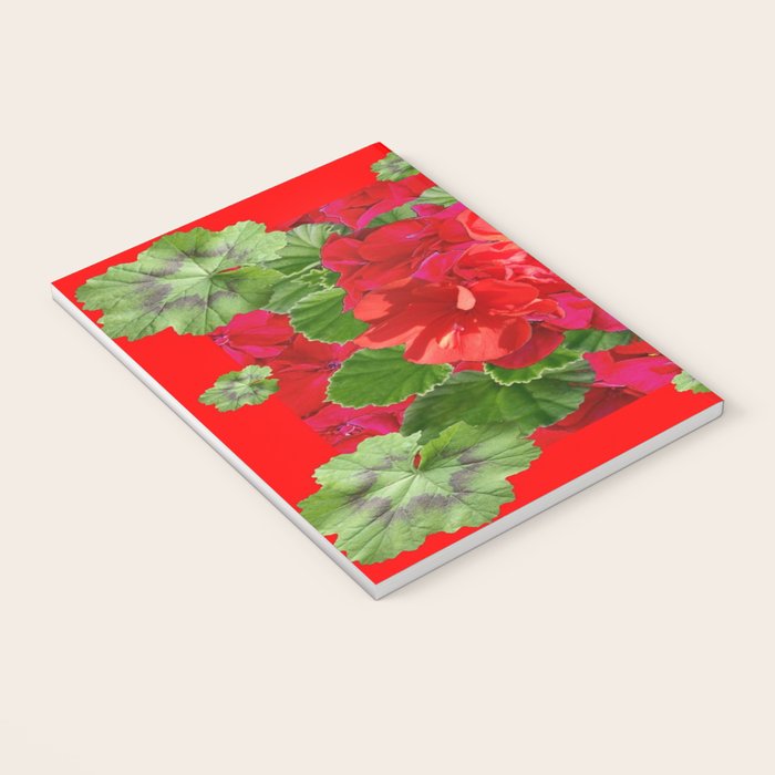 Decorative Red Flower Geraniums Green Leaves Abstract Notebook Gallery Image 3