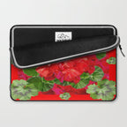 Decorative Red Flower Geraniums Green Leaves Abstract Laptop Sleeve Gallery Image 2
