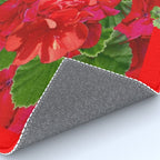 Decorative Red Flower Geraniums Green Leaves Abstract Rug Gallery Image 4