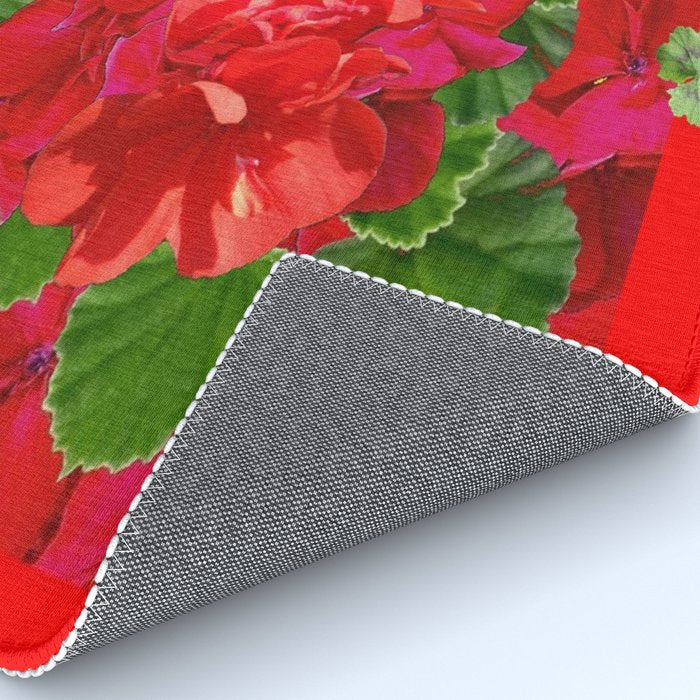 Decorative Red Flower Geraniums Green Leaves Abstract Rug Gallery Image 4