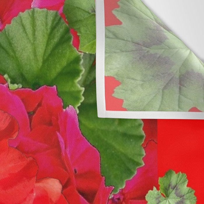 Decorative Red Flower Geraniums Green Leaves Abstract Wall Tapestry Gallery Image 3