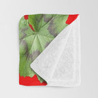 Decorative Red Flower Geraniums Green Leaves Abstract Throw Blanket Gallery Image 3