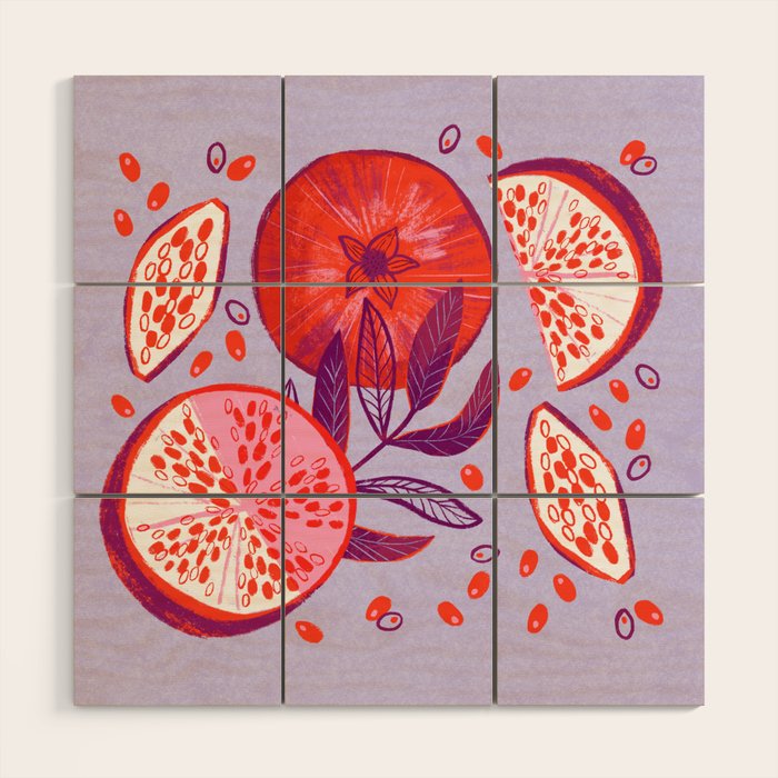 Pomegranate Fruit Still Life Wood Wall Art Gallery Image 1
