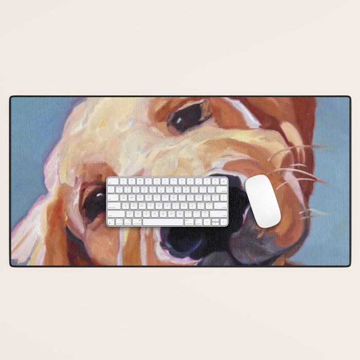Golden Retriever Puppy Original Oil Painting Desk Mat Gallery Image 1