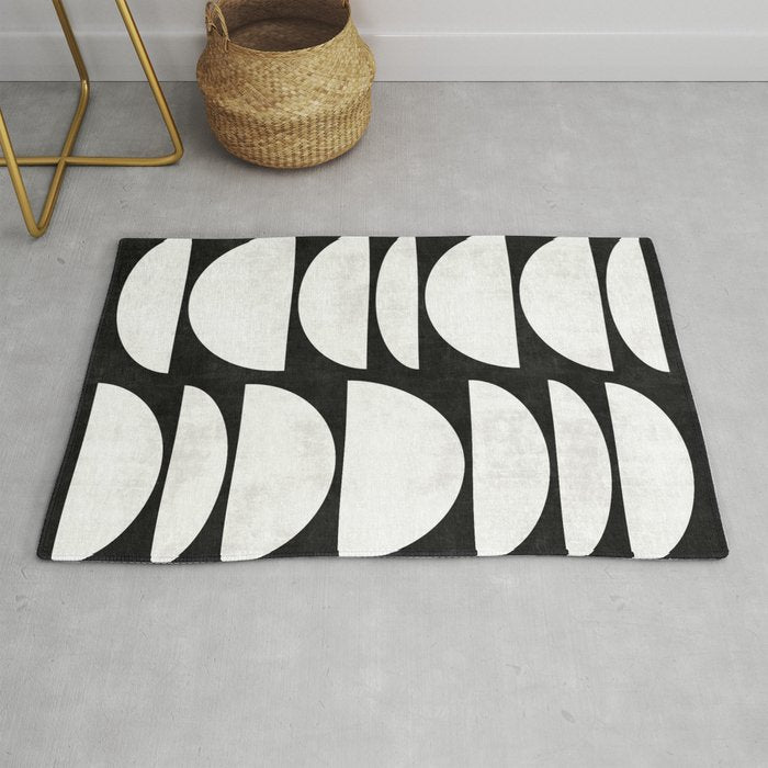 Mid-Century Modern Pattern No.8 - Black and White Rug Gallery Image 1
