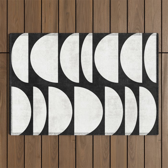 Mid-Century Modern Pattern No.8 - Black and White Outdoor Rug Gallery Image 1