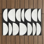 Mid-Century Modern Pattern No.8 - Black and White Outdoor Rug Gallery Image 1