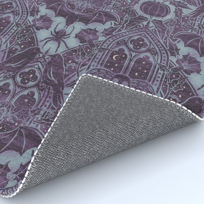 Gothic Halloween Damask - moonlight violet  Rug Gallery Image 4