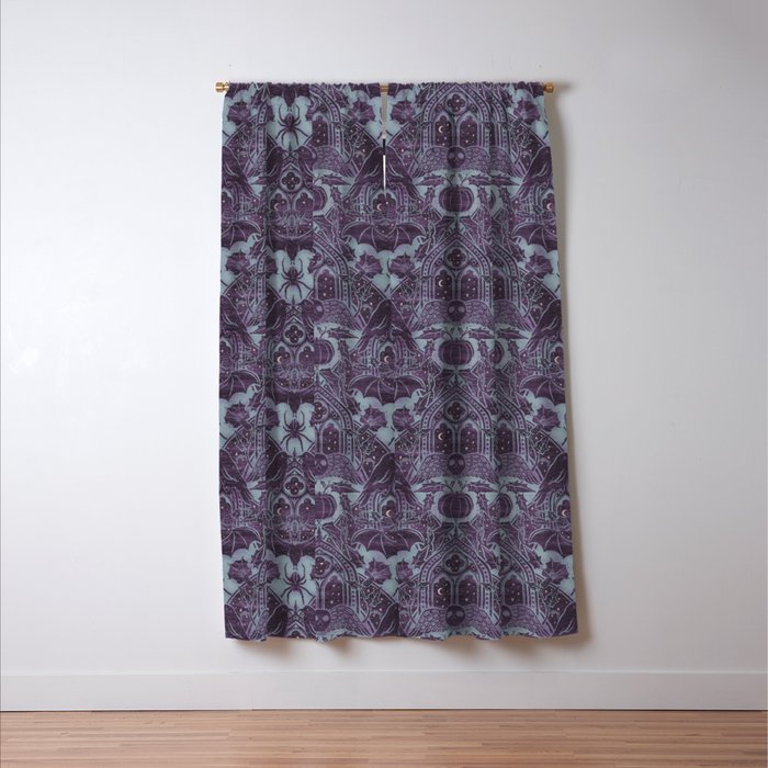 Gothic Halloween Damask - moonlight violet  Window Curtain Gallery Image 3