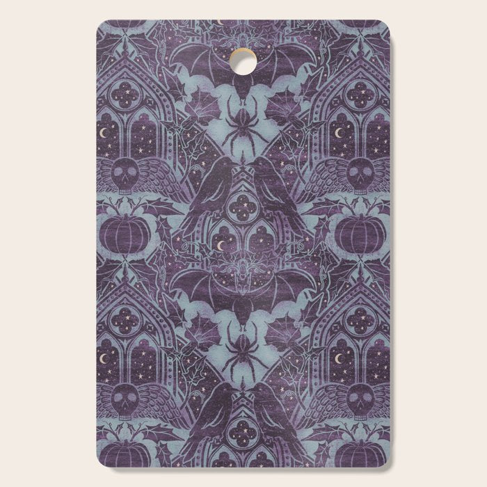 Gothic Halloween Damask - moonlight violet  Cutting Board Gallery Image 1