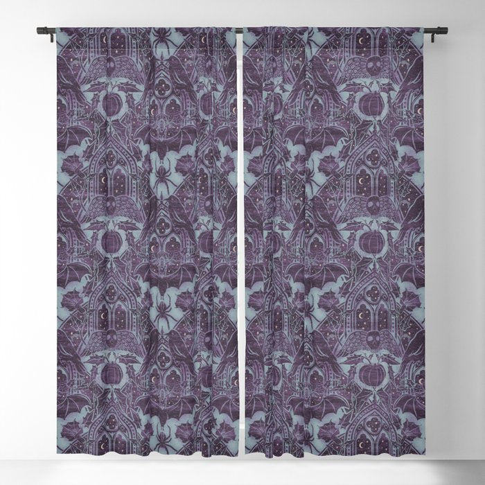 Gothic Halloween Damask - moonlight violet  Window Curtain Gallery Image 5