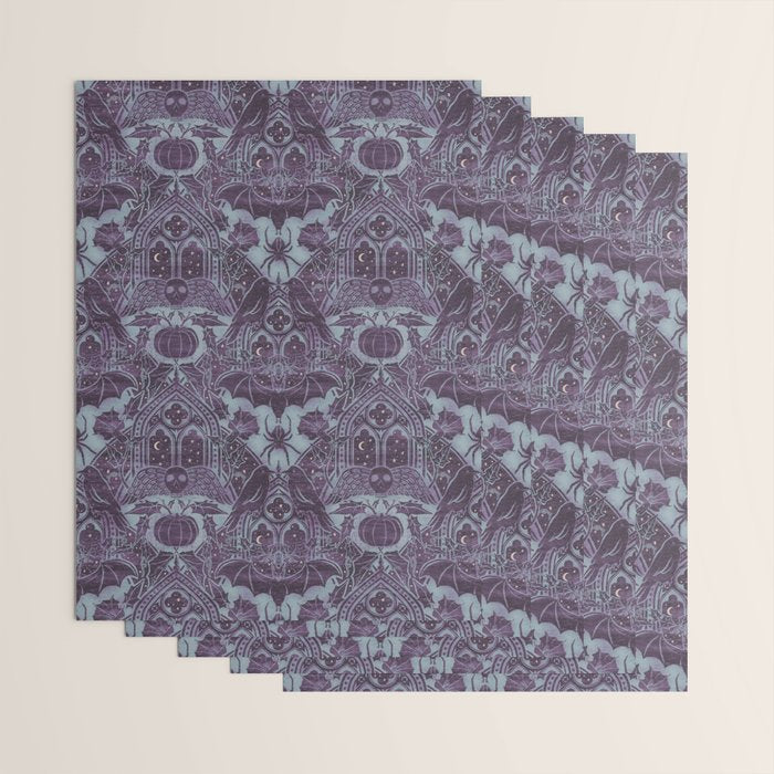 Gothic Halloween Damask - moonlight violet  Wrapping Paper Gallery Image 3