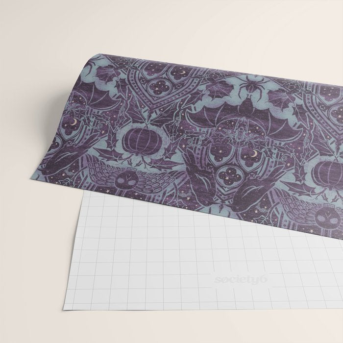 Gothic Halloween Damask - moonlight violet  Wrapping Paper Gallery Image 2