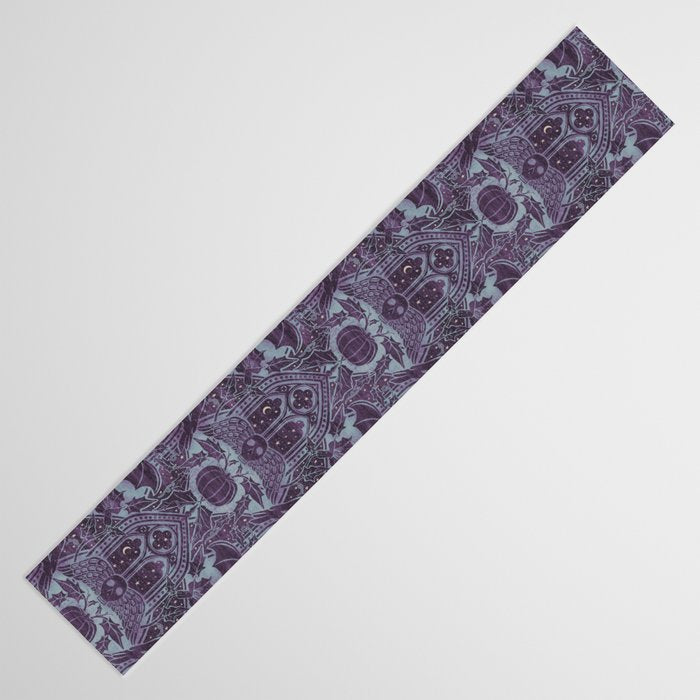 Gothic Halloween Damask - moonlight violet  Table Runner Gallery Image 3