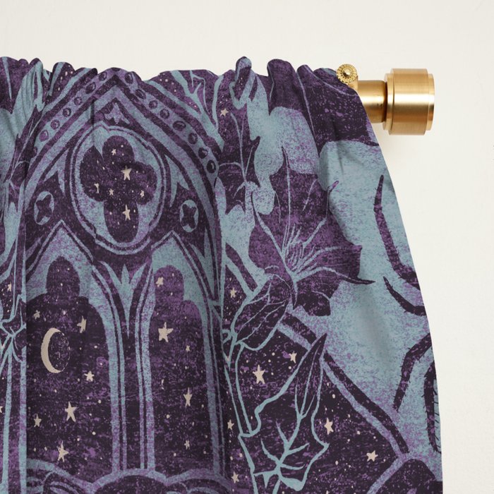 Gothic Halloween Damask - moonlight violet  Window Curtain Gallery Image 2