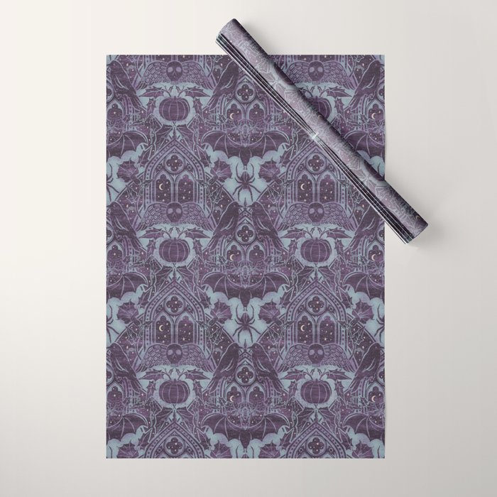 Gothic Halloween Damask - moonlight violet  Wrapping Paper Gallery Image 1